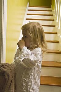 Young girl by steps