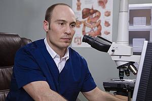Man and microscope