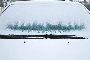 Frosted car windshield