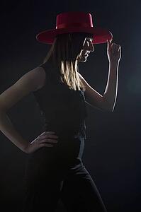 Woman with red hat
