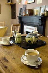 Tea set on table