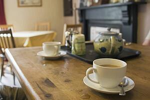 Tea set on table