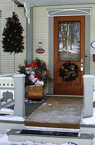 Door with christmas decorations
