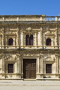 The facade of Seville Town Hall, Ayuntamiento de Sevilla, Seville, Andalucia, Spain 