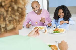 Family Eating A meal, mealtime Together 