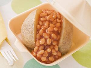 Baked Potato With Baked Beans In A Take Away Box