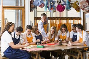 Students receiving art lessons