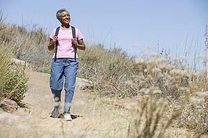 Senior woman on a walking trail
