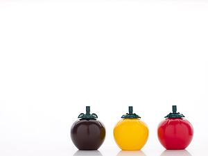 Three Tomato Shaped Sauce Bottles