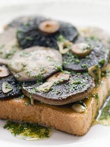 Garlic Field Mushrooms on Toast with Parsley Butter