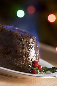 Christmas Pudding with a Brandy Flamb 