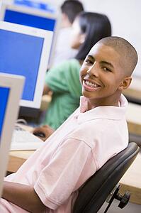 Male student in computer class
