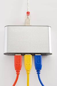 Computer Cables Orderly Plugged Into A Router