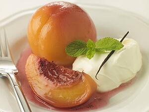 Peaches Poached in Sauternes with Creme Chantilly