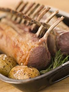 Best End Of English Spring Lamb with Rosemary Roasted New Potatoes