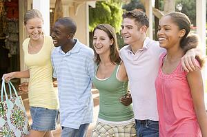 Group Of Teenagers Out Shopping
