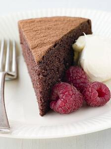 Chocolate Sponge with Whipped Cream and Raspberries