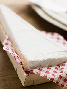 Wedge of Brie in a Wooden Box