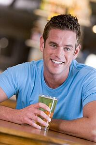 Man having a glass of beer