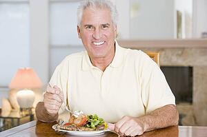Man Enjoying Healthy meal, mealtime