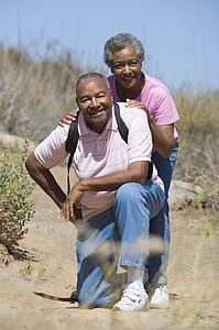 Senior couple on a walking trail