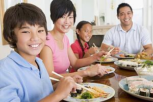 Family Eating A meal, mealtime Together 