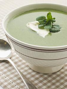 Bowl of Watercress Soup with Cr me Fraiche