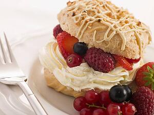 Choux Bun filled with Mixed Berries and Chantilly Cream
