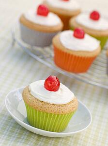 Iced Cup Cakes with Glace Cherries