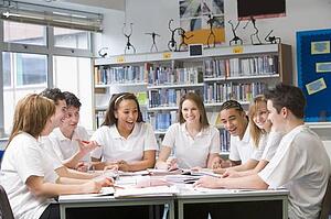 Students in a study group collaborating
