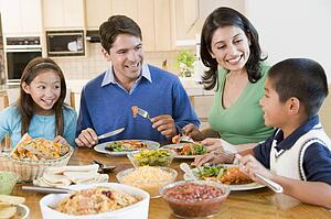 Family Enjoying meal, mealtime Together