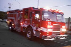 Fire engine on street (blur)