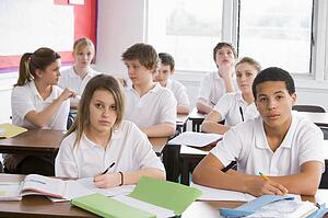 Secondary school students in a classroom