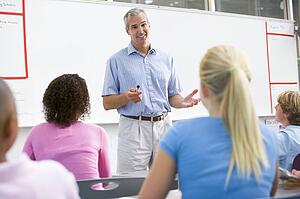 Students in math class with teacher