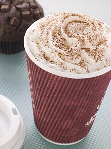 Cup Of Hot Chocolate With A Double Chocolate Muffin