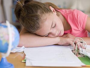 Young Girl Asleep On Her Homework