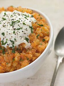 Crushed Swede and Carrot with Sour Cream and Pepper