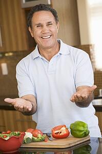 Man Preparing meal, mealtime 