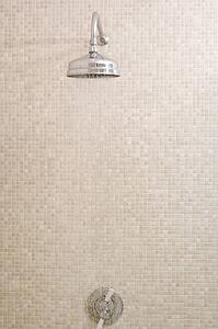 Empty shower with running water