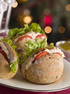 Roast Turkey Rolls with Lettuce Tomato and Mayonnaise
