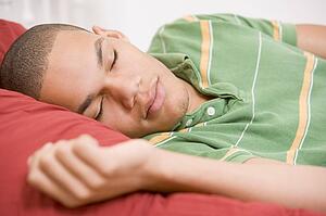 Teenage Boy Lying On Bed
