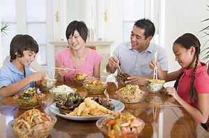 Family Enjoying meal, mealtime Together