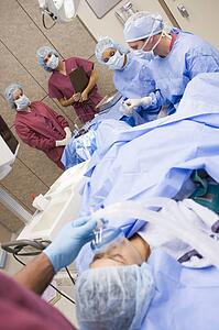 Patient undergoing egg retrieval procedure