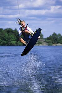 Woman waterskiing