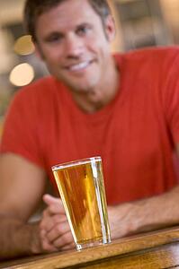 Man having a glass of beer