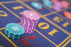 Chips on a roulette table (selective focus/close up)