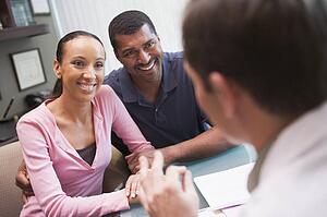 Couple in consultation at IVF clinic (selective focus)