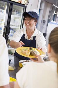 Students having lunch in dining hall