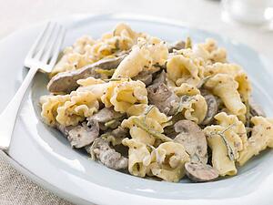 Campanelle Pasta with Beef Fillet Strips in a Sage and Grain Mustard Sauce