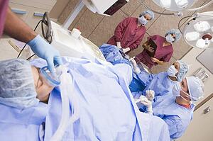 Patient undergoing egg retrieval procedure